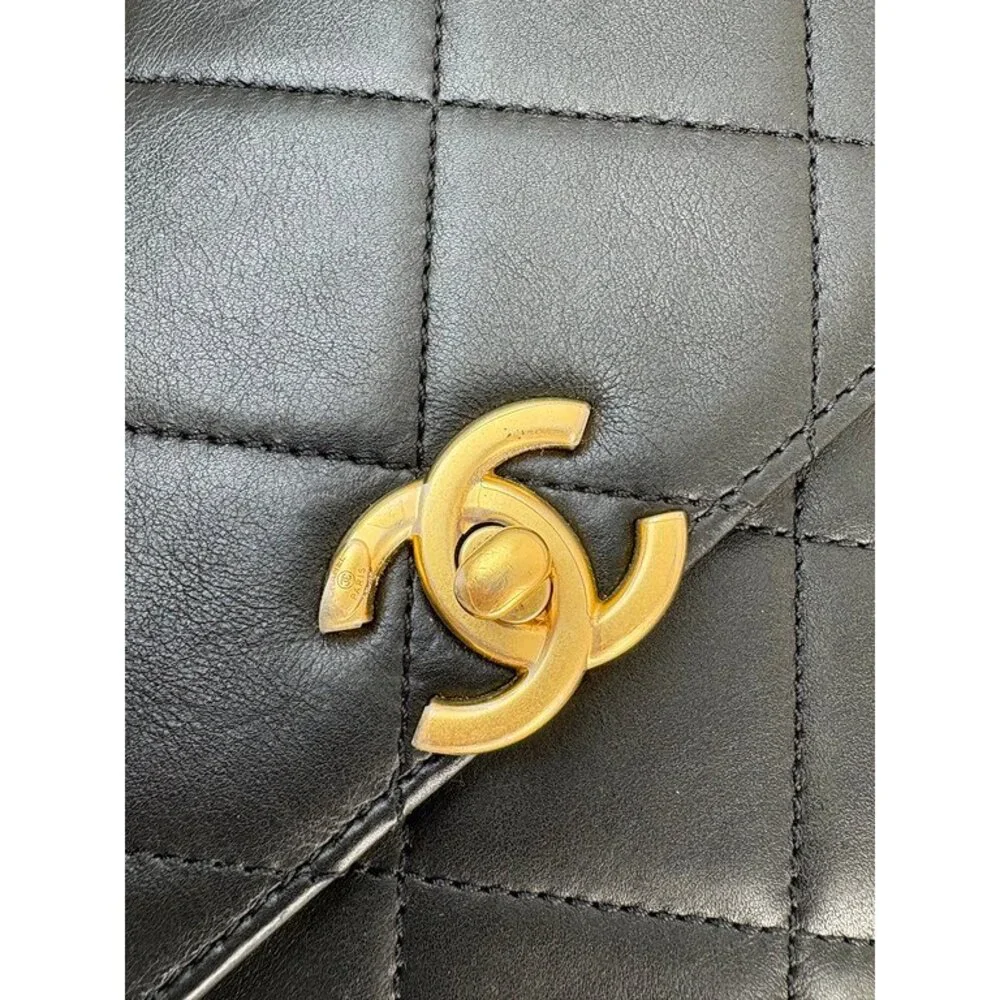 CHANEL Black Calfskin Square Flap Bag Mini GHW